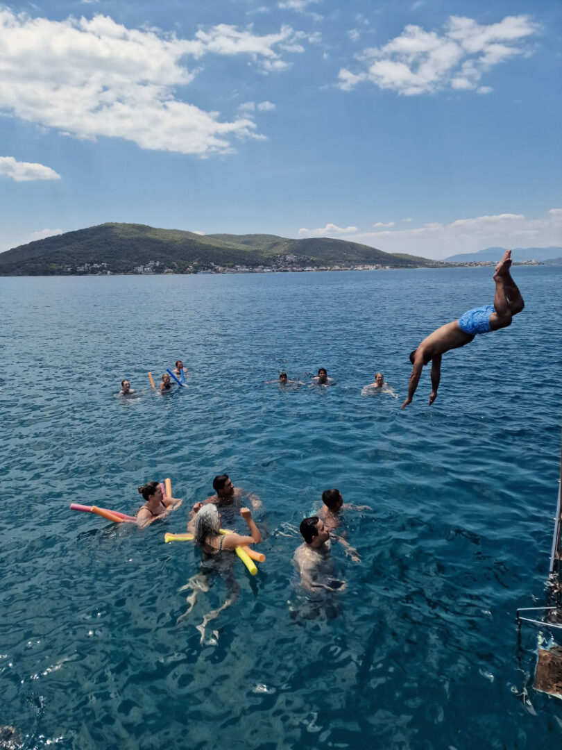 Sail the Saronic Gulf on a 78ft schooner, exploring the stunning islands of Agistri, Moni & Aegina with crystal-clear waters, scenic landscapes, and rich history with Events on Board