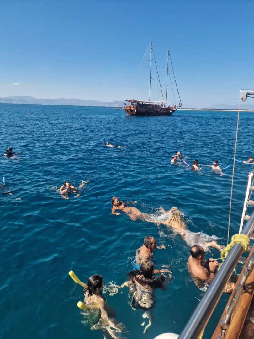 Sail the Saronic Gulf on a 78ft schooner, exploring the stunning islands of Agistri, Moni & Aegina with crystal-clear waters, scenic landscapes, and rich history with Events on Board