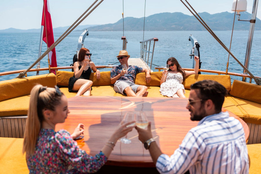Sail the Saronic Gulf on a 78ft schooner, exploring the stunning islands of Agistri, Moni & Aegina with crystal-clear waters, scenic landscapes, and rich history with Events on Board