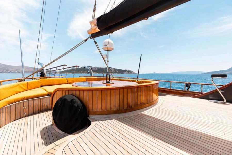 Sail the Saronic Gulf on a 78ft schooner, exploring the stunning islands of Agistri, Moni & Aegina with crystal-clear waters, scenic landscapes, and rich history with Events on Board