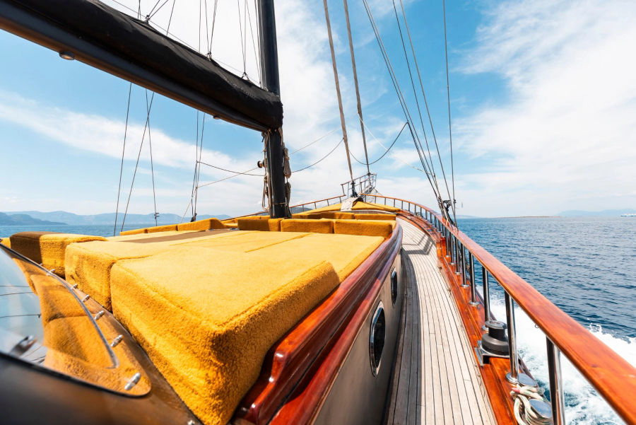 Sail the Saronic Gulf on a 78ft schooner, exploring the stunning islands of Agistri, Moni & Aegina with crystal-clear waters, scenic landscapes, and rich history with Events on Board