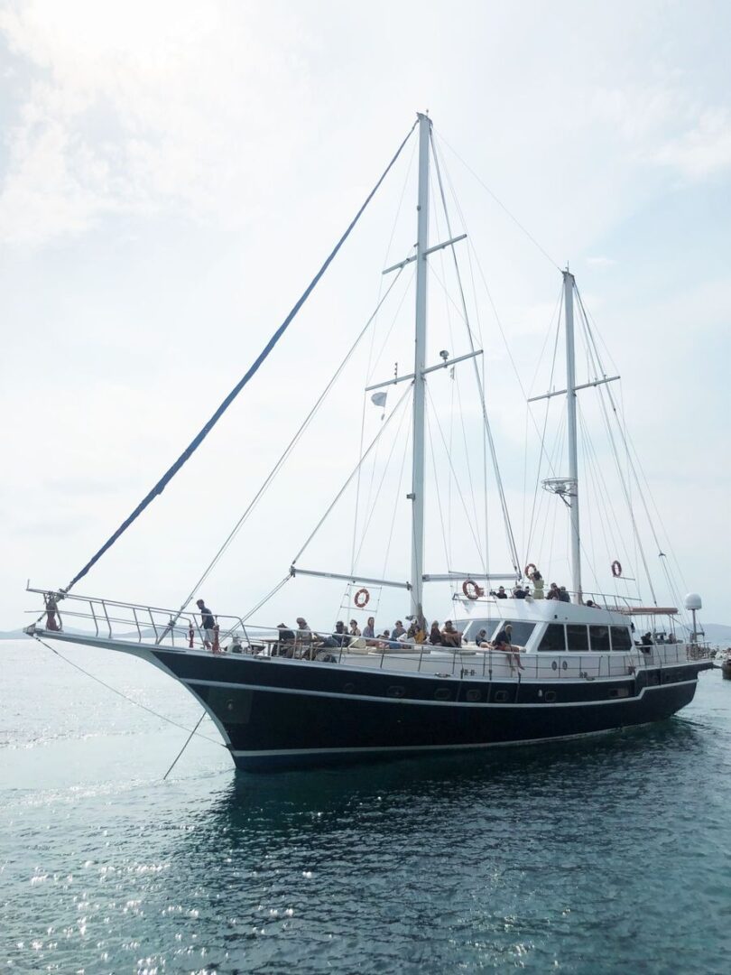 The majestic 89ft gulet setting sail for the Delos & Rhenia Islands adventure with Events on Board.