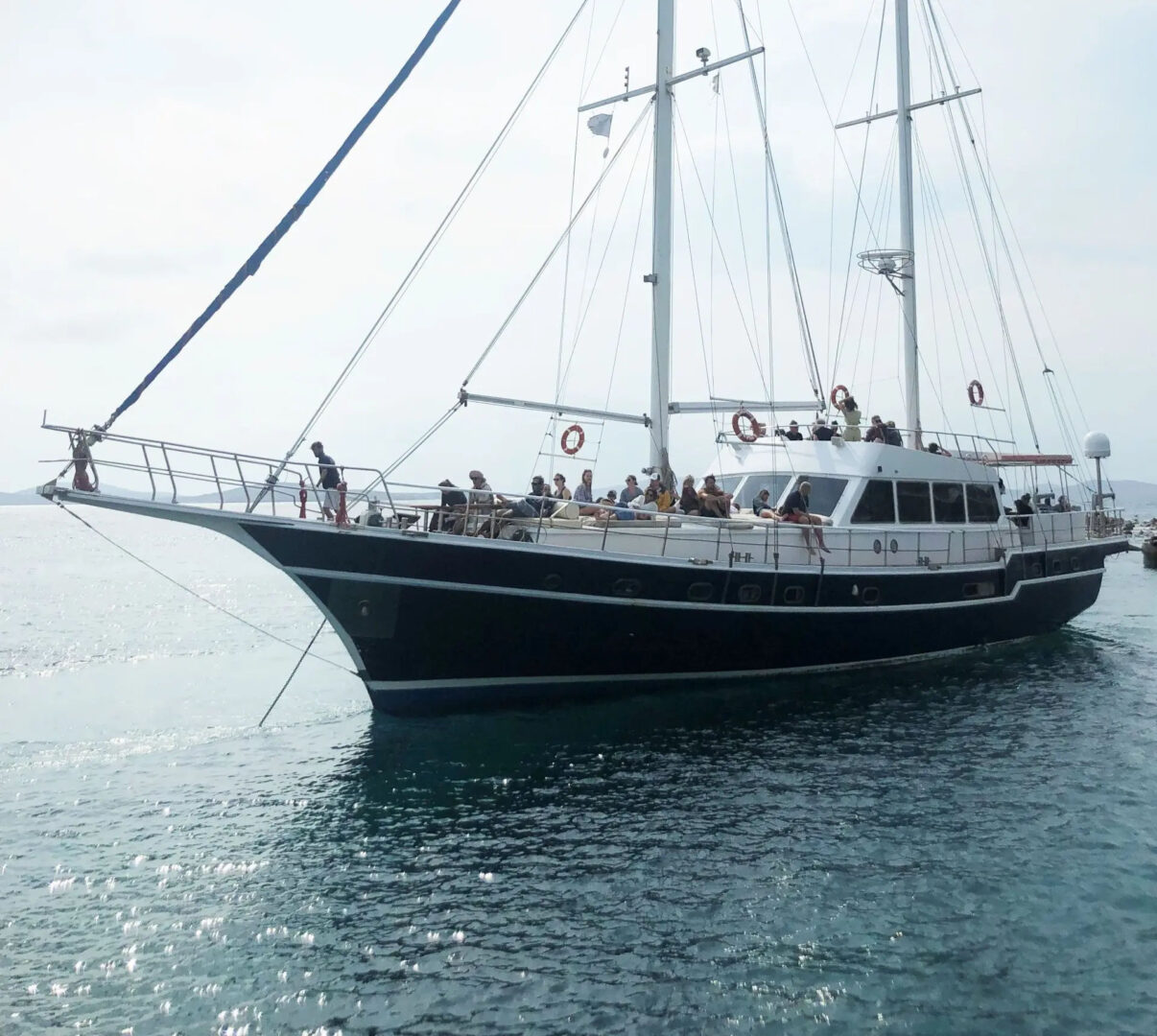 The majestic 89ft gulet setting sail for the Delos & Rhenia Islands adventure with Events on Board.