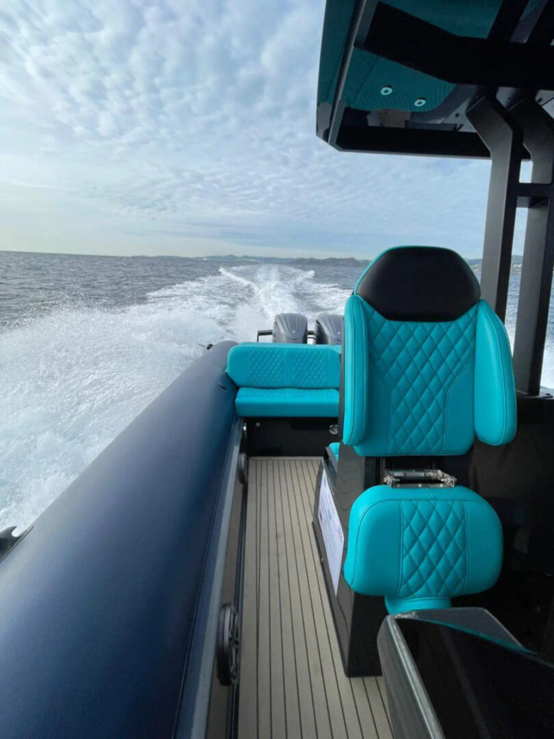 Zen 40 rib boat cruising smoothly over calm waters on the Mykonos to Paros island hopping event by Events on Board.