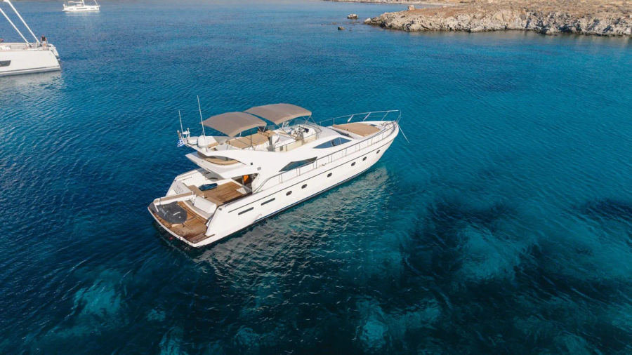 Mykonos Yacht Charter – Ferretti 620 Cruise to Delos & Rhenia or South Beaches | Half-Day or Full-Day Events on Board