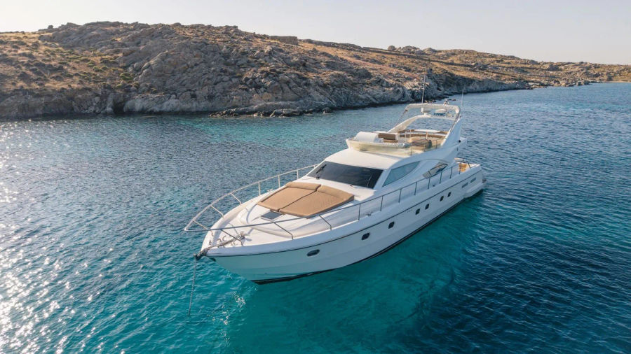 Mykonos Yacht Charter – Ferretti 620 Cruise to Delos & Rhenia or South Beaches | Half-Day or Full-Day Events on Board