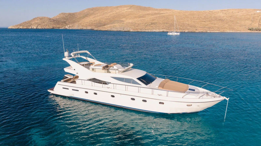 Mykonos Yacht Charter – Ferretti 620 Cruise to Delos & Rhenia or South Beaches | Half-Day or Full-Day Events on Board