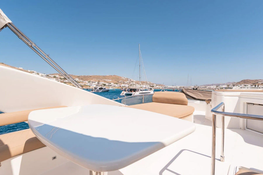 Mykonos Yacht Charter – Ferretti 620 Cruise to Delos & Rhenia or South Beaches | Half-Day or Full-Day Events on Board