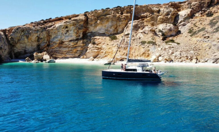 Naxos snorkeling and Events On Board a lagoon 400 cruise to hidden coves of naxos Golden Yachting and Sailing